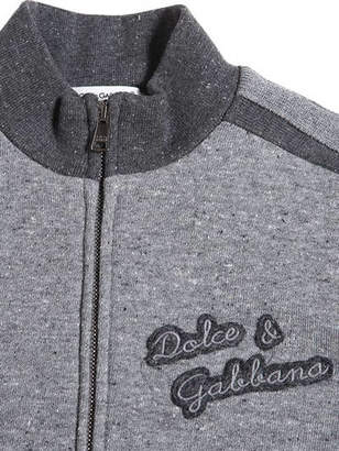 Dolce & Gabbana Two Tone Zip-Up Cotton Sweatshirt