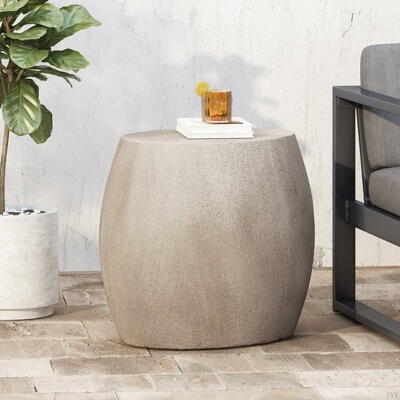 Gracie Oaks Outdoor Lightweight Concrete Side Table