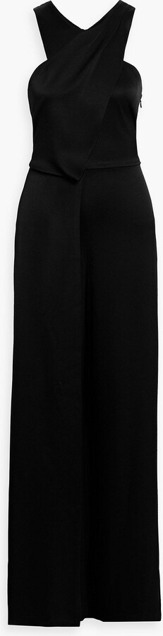 Halston Rhodes layered satin-crepe jumpsuit