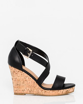 Thumbnail for your product : Le Château Faux Leather Criss-Cross Wedge Sandal
