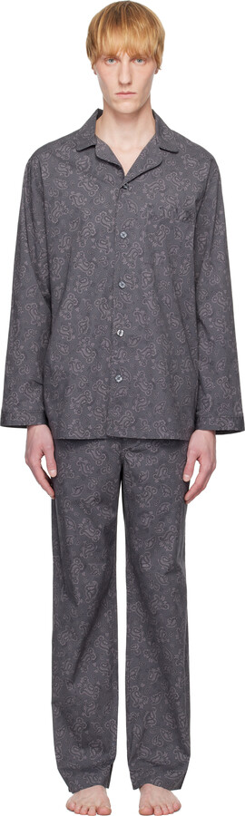 SKIMS SSENSE Exclusive Gray Cotton Poplin Sleep Pyjama Set