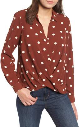 All in Favor Patterned Drape Front Blouse