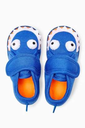 Next Boys Blue Shark Character Slippers (Younger)