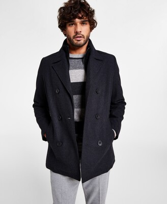 Men's Double Breasted Wool Blend Peacoat With Bib Factory Sale ...