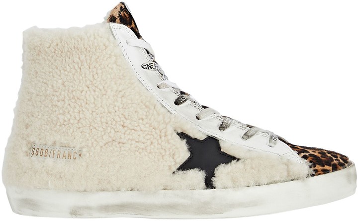 high top shearling sneakers