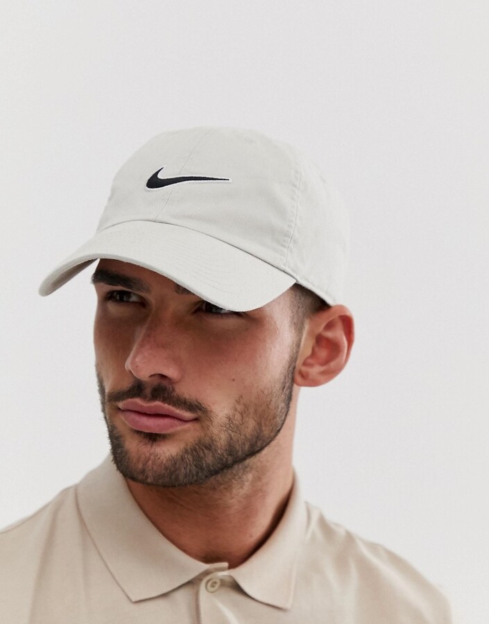Nike embroidered swoosh cap in stone - ShopStyle Hats
