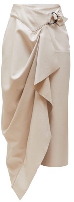Isabel Marant Fiova Draped Leather Midi Skirt - Ivory