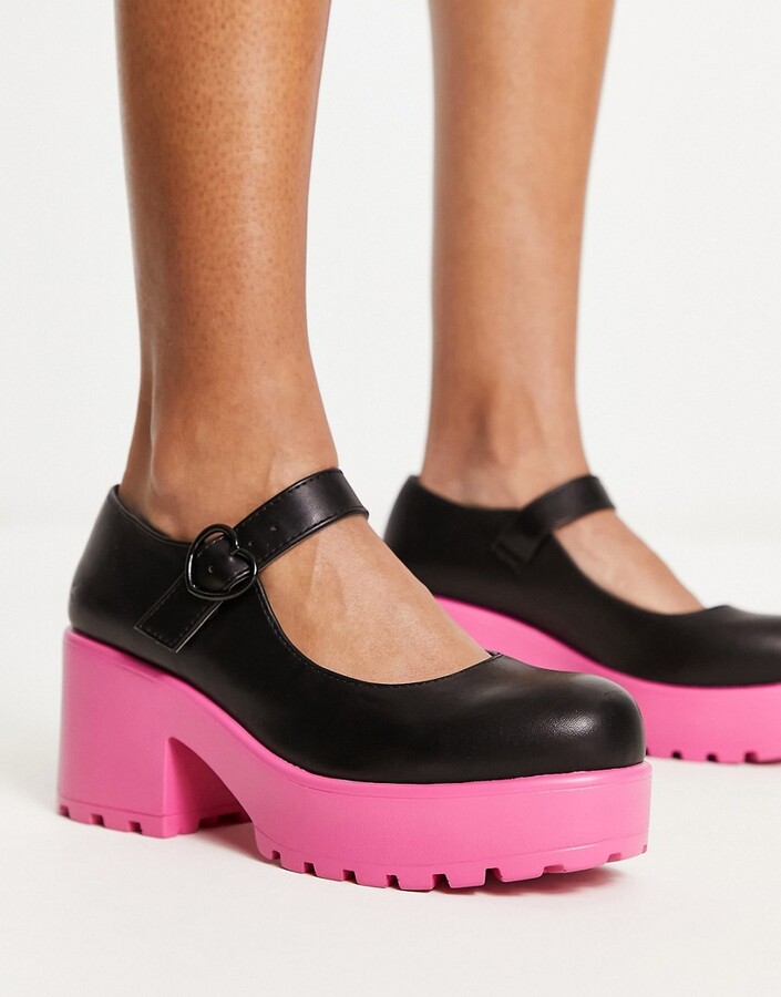 Koi Footwear KOI Tira Sticky Secrets mary janes with pink sole in black ...