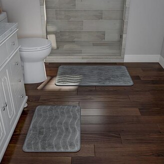 Lavish Home Memory Foam 2-piece Bath Mat Set - Platinum