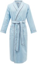 Thumbnail for your product : P. Le Moult - Piped Cotton-herringbone Robe - Blue