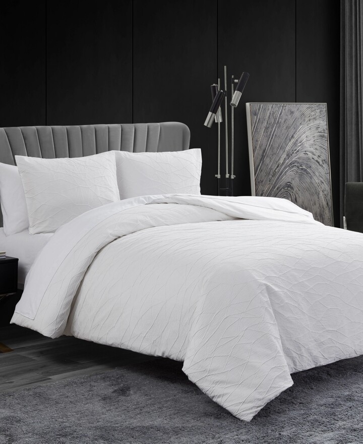 Lush Decor Crinkle Textured Dobby Comforter Set - White - Full - Queen