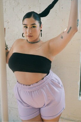 plus size purple shorts