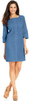 Thumbnail for your product : London Times Eyelet Cotton Shift