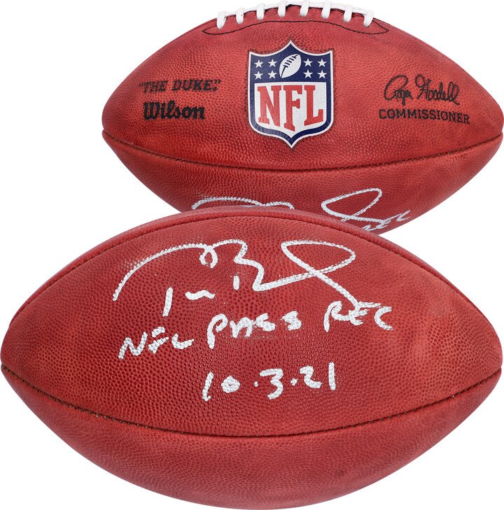 Fanatics Authentic Tom Brady Tampa Bay Buccaneers Autographed Wilson Full Color Duke Pro Football with "NFL Pass Rec 10/3/21" Inscription