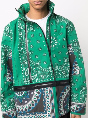 Sacai Bandana-Print Funnel-Neck Oversized Jacket