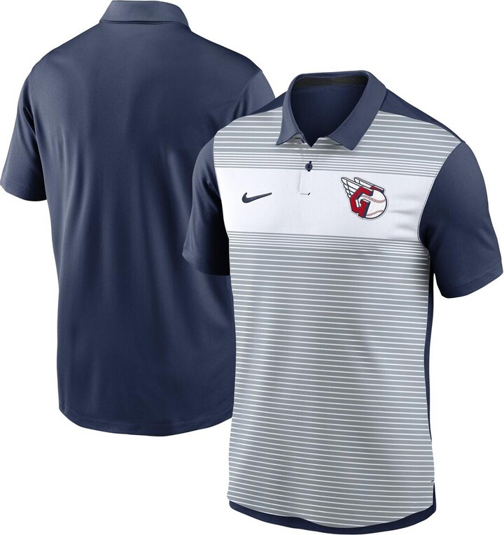 Nike Men's White/Navy Cleveland Guardians Vapor Striped Performance Polo Shirt - White, Navy