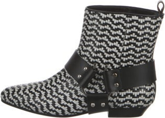 Louis Vuitton Leather Ankle Chelsea Boots Black Printed Semi-Pointed Toes Buckle Closure at Ankles Designer