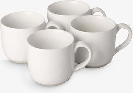 Fable Cloud White Glazed Ceramic Stoneware Mugs Set Of Four