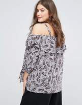 Thumbnail for your product : Koko Ruffle Double Layer Butterfly Print Bardot Top
