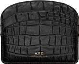 Thumbnail for your product : A.P.C. Black Croc Demi-Lune Card Holder