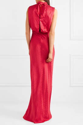 Saloni Fleur Silk-jacquard Gown - Crimson