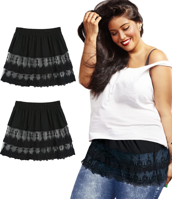 Rubehoow Women's AntiStatic Adjustable Lace Layering Half Slip for