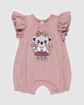 Huxbaby Girl's Pink Shortsleeve Rompers - Koala Fairy Romper - Babies