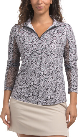 TJMAXX Upf 50 Printed Mock Neck Quarter Zip Long Sleeve Jacket For Women, Nylon