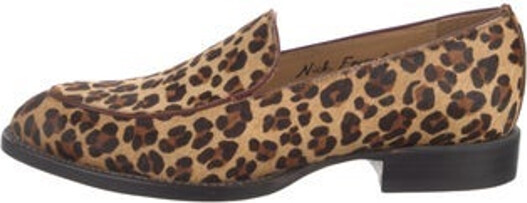 Lucchese Ponyhair Loafers Brown Animal Print Semi-Pointed Toes