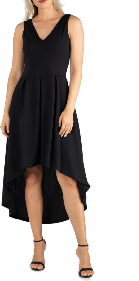 24/7 Comfort Apparel Women’s Sleeveless Fit N Flare High Low Dress