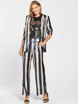 Thumbnail for your product : Lost Ink Sequin Stripe Blazer Co-Ord - Navy
