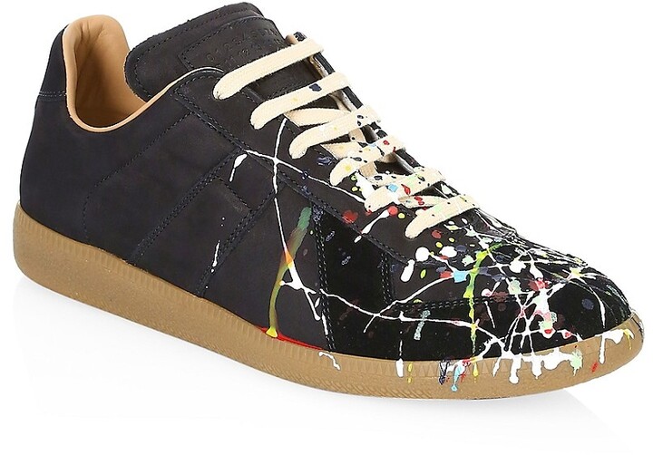 Maison Margiela Replica Paint Splatter Leather LowTop Sneakers ShopStyle