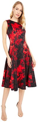 Calvin Klein Floral Print A-Line Dress - ShopStyle