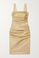 Thumbnail for your product : Dolce & Gabbana Ruched Silk-blend Lame Dress - Gold