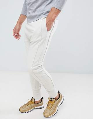 New Look Drop Crotch Panelled Jogger In Ecru