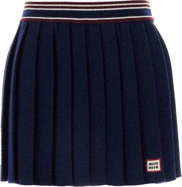 Miu Miu Logo-Patch Pleated Mini Skirt