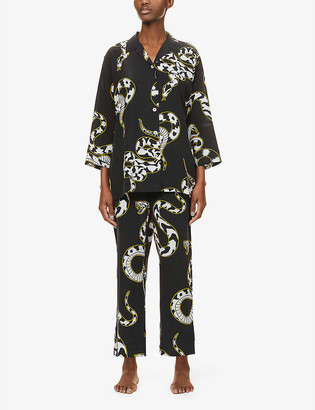 Womens Clothing Nightwear and sleepwear Pyjamas Olivia Von Halle Silk Emeli Pyjama Set in Brown 