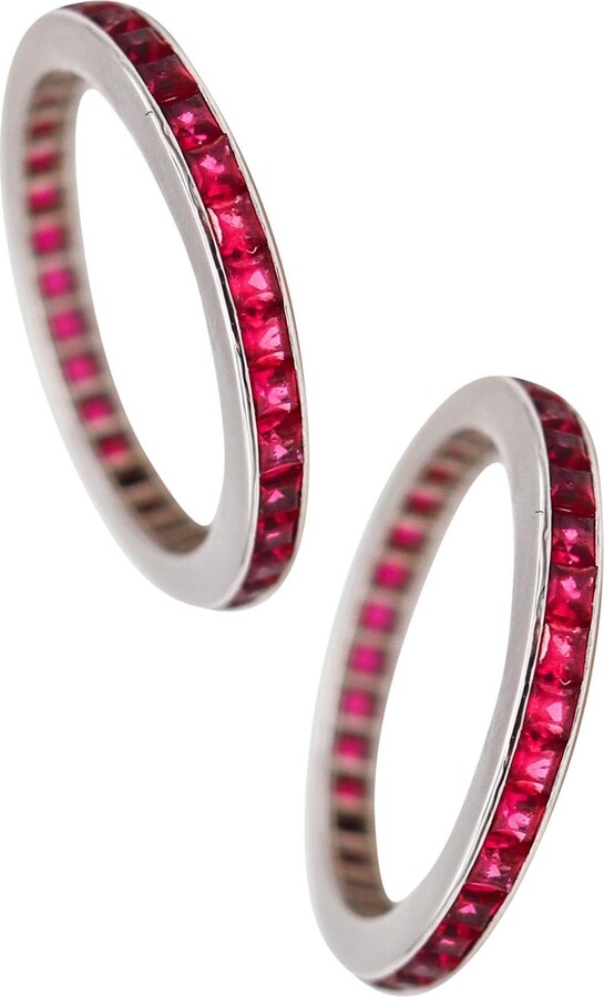 Art Deco Eternity Rings Eternity Rings Suite In 18 Karat White Gold With 2.16ctw Of Vivid Red Rubies