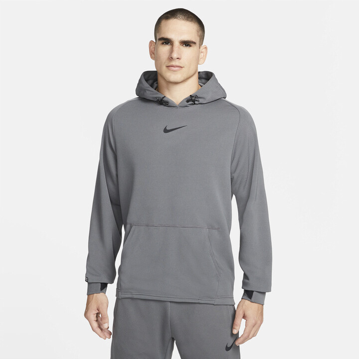 Nike Men's Pro Pullover Fleece Training Hoodie in Grey - ShopStyle