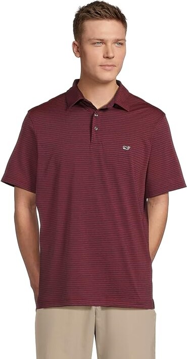 Vineyard Vines Bradley Stripe Sankaty Polo Men's Clothing Blue/Sum Evening : SM, Polyester/Elastane
