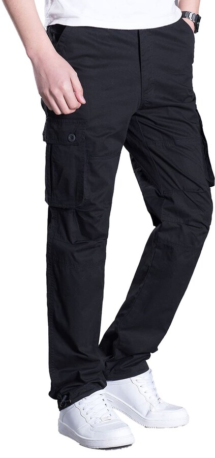 Donggu Men's Outdoor Cargo Work Trousers Tactical Pants Ripstop Combat  Trousers Hiking Pants Men Black - ShopStyle