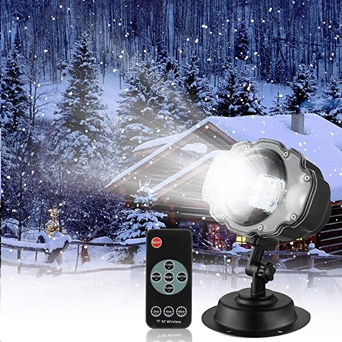Snowfall LED Light Projector,Sanwsmo Christmas Snow Light,Snow Falling Projector Lamp Dynamic Snow Effect Spotlight for Garden Ballroom, Party,Halloween,Holiday Landscape Decorative(Waterproof Remote)