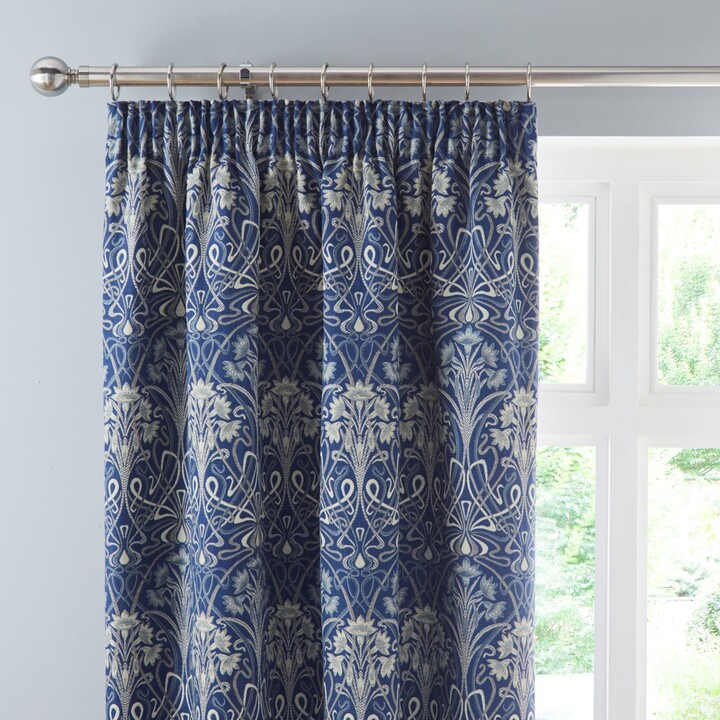 Dunelm Lucetta Navy Pencil Pleat Curtains Navy Blue and Green ShopStyle