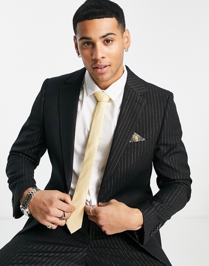 black pinstripe jacket