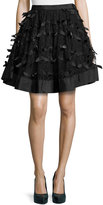 Thumbnail for your product : RED Valentino Zigzag Ribbon-Detailed Lace Circle Skirt, Black