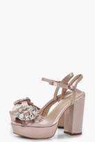Thumbnail for your product : boohoo Brooch Detail Platform Heels
