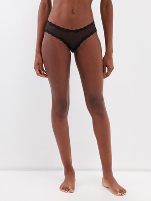 New Look Black Animal Print Lace Leg Brazilian Briefs - ShopStyle