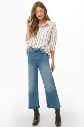 Forever 21 Gauze Woven Striped High-Low Shirt