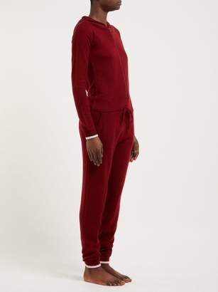 Pepper & Mayne Hooded Cashmere And Wool Blend Jumpsuit - Womens - Dark Red