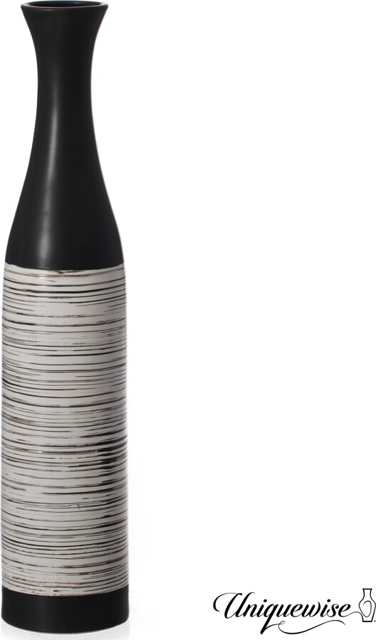 Uniquewise Handcrafted Black and White Waterproof Ceramic Floor Vase